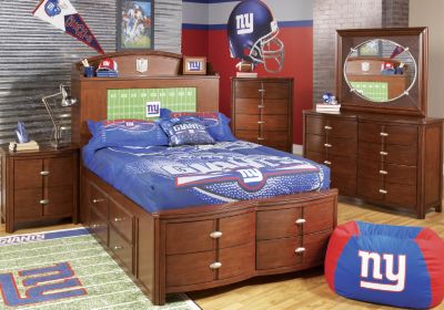 NFL Giants Touchdown Cherry 3 Pc Twin Bookcase Storage Bedroom