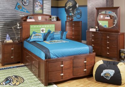 NFL Jaguars Touchdown Cherry 3 Pc Full Bookcase Storage Bedroom