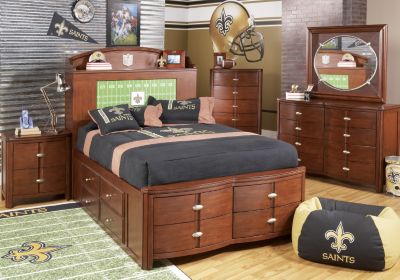 NFL Saints Touchdown Cherry 3 Pc Twin Bookcase Storage Bedroom