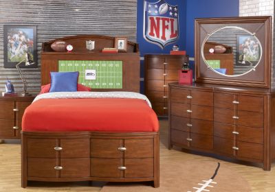 NFL Seahawks Touchdown Cherry 3 Pc Full Bookcase Storage Bedroom