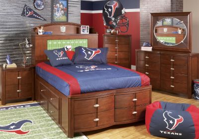 NFL Texans Touchdown Cherry 3 Pc Twin Bookcase Storage Bedroom