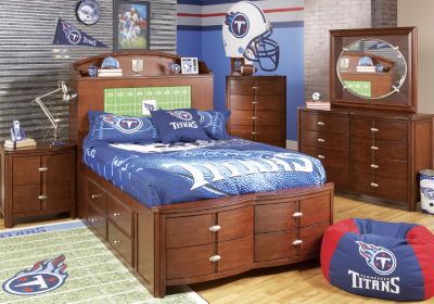 NFL Titans Touchdown Cherry 3 Pc Twin Bookcase Storage Bedroom