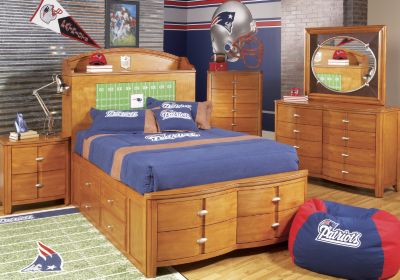 NFL Patriots Touchdown Honey 3 Pc Full Bookcase Storage Bedroom