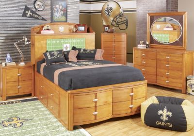 NFL Saints Touchdown Honey 3 Pc Full Bookcase Storage Bedroom