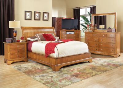Whitmore Cherry Low Profile 5 Pc King Bedroom