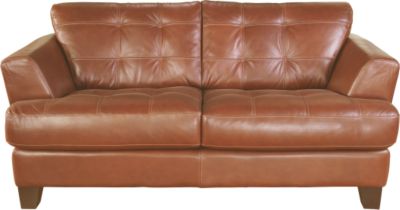 Cindy Crawford Home Avenue Chestnut Leather Loveseat