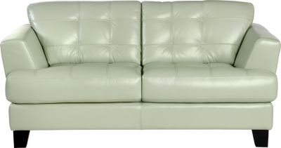 Cindy Crawford Home Avenue Mint Leather Loveseat