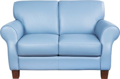 Molina Blue Leather Loveseat
