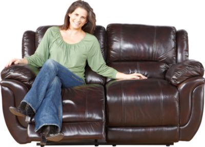 Novali Coffee Leather Match Stationary Loveseat