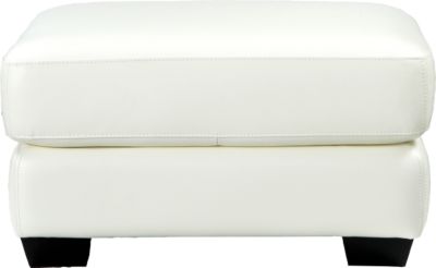 Cindy Crawford Home Bellamy Off White Leather Ottoman