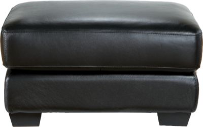 Cindy Crawford Home Bellamy Black Leather Ottoman
