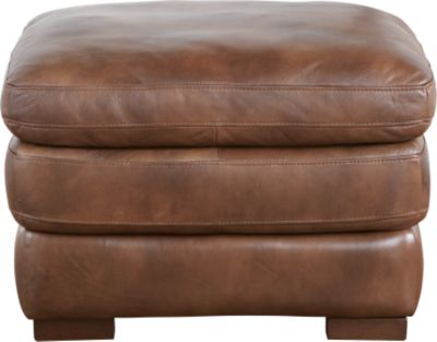 Mariposa Oak Leather Ottoman