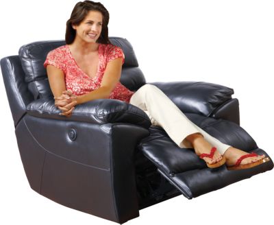 Cindy Crawford Home Long Beach Black Leather Match Power Recliner