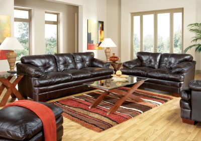 Delfino Dark Brown Leather 7 Pc Livingroom