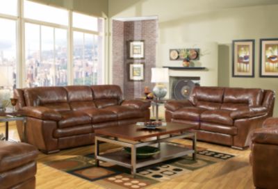 Mariposa Oak Leather 3 Pc Livingroom