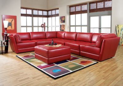 Milanese 7 Pc Modular Red Sectional Livingroom