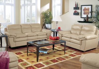 Rozzano Beige Leather 3 Pc Livingroom