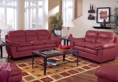 Rozzano Red Leather 3 Pc Livingroom