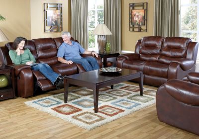 Verano 7 Pc Leather Dark Burgundy Reclining Livingroom