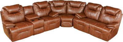 Morello Saddle Blended Leather 3 Pc Sectional