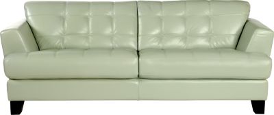 Cindy Crawford Home Avenue Mint Leather Sofa