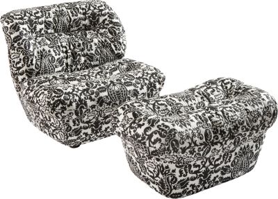 Whenever Black & White Chair & Ottoman