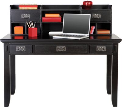 Mission Black Desk and Hutch