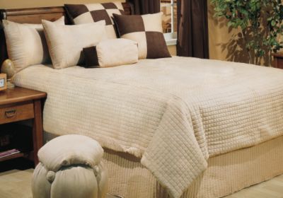 Quilt Taupe 7 Pc Queen Linens Set