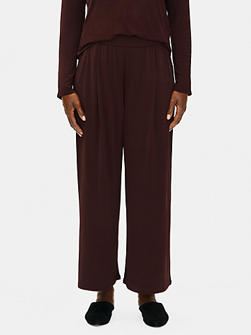 Stretch Silk Jersey Pleated Wide-Leg Pant