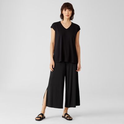 Fine Jersey Wide-Leg Pant with Slits | EILEEN FISHER