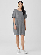 NEW $158 Eileen Fisher M Medium Olive Hemp & Cotton Shift Dress 