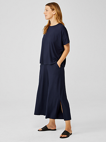Viscose Jersey Wide-Leg Pant with Slits