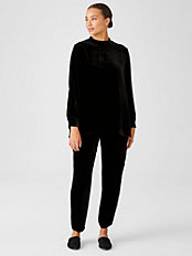 NWT $278 Eileen Fisher BLACK  Velvet Mock Neck Short-sleeve Top 1X 2X 3X