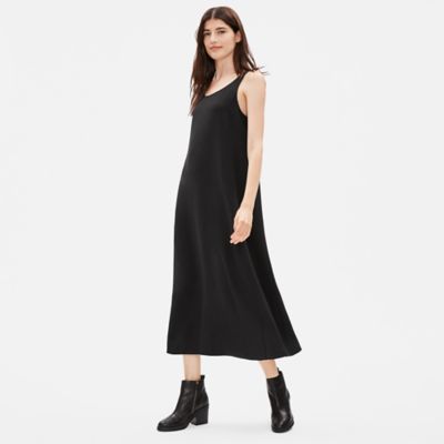 eileen fisher silk georgette crepe dress