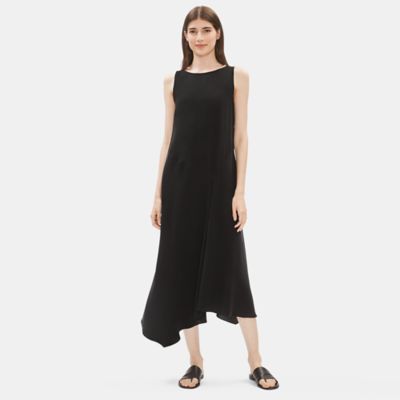 eileen fisher bateau neck silk dress