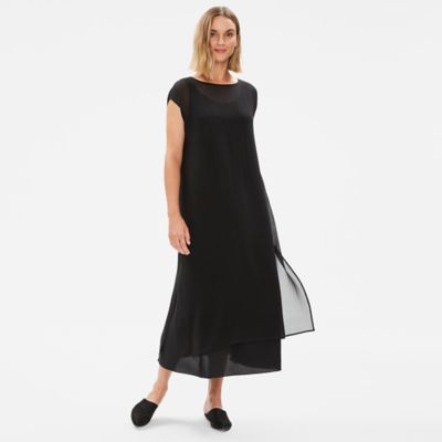 eileen fisher long black dress