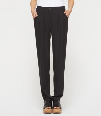 Wide-Leg Cropped Wrap Pant with Tie in Silk Georgette Crepe
