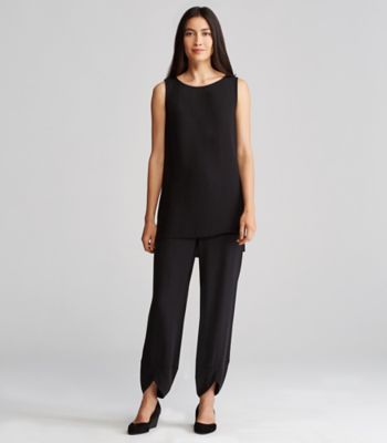 Slouchy Ankle Pant in Silk Georgette Crepe | EILEEN FISHER