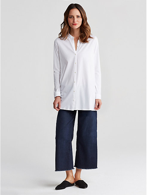 Classic Collar Oversized Shirt in Organic Cotton Stretch Lawn | EILEEN ...