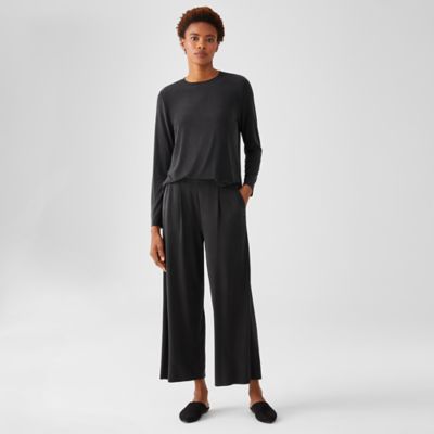Sandwashed Cupro Knit Pleated Pant | EILEEN FISHER