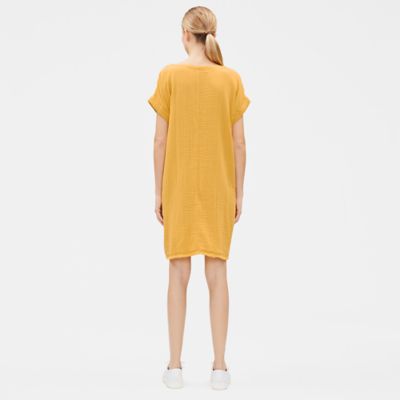 eileen fisher organic cotton gauze shirt dress