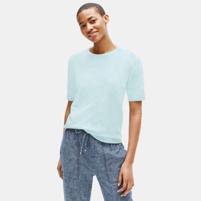 eileen fisher organic cotton elbow sleeve tee