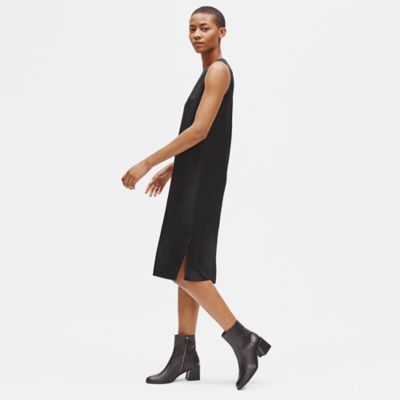 eileen fisher black silk dress