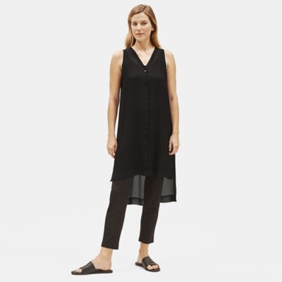 eileen fisher black silk dress