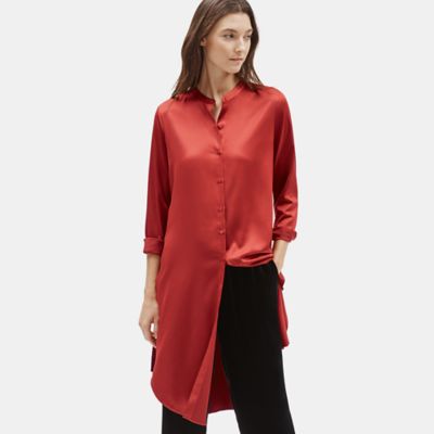 eileen fisher mandarin collar shirtdress