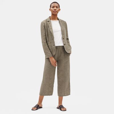 Organic Linen Delave Notch Collar Blazer Eileen Fisher