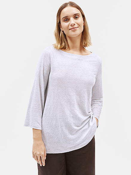Details about  / Eileen Fisher Yarow Organic Linen Jersey Bateau Neck Top Size XL $128 NWT