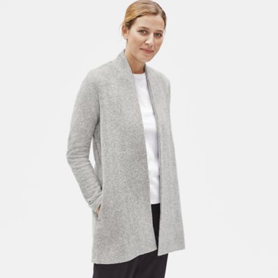rib trim open cardigan