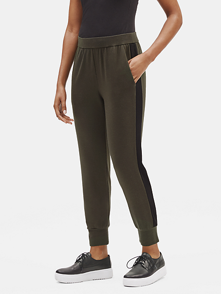 Eileen Fisher Black Stretch Terry Jogger Track Pants  L $178