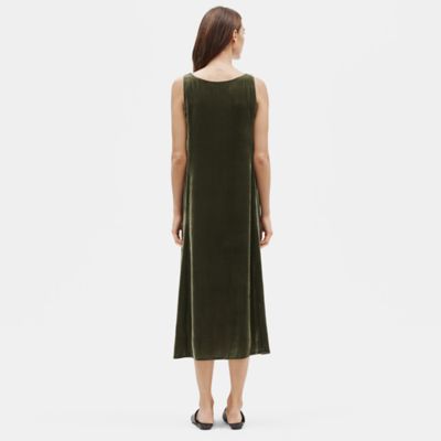 eileen fisher blue velvet dress